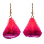 Natural flower dangle earrings, 'Petal Rain' - Natural Orchid Flower Dangle Earrings in Magenta