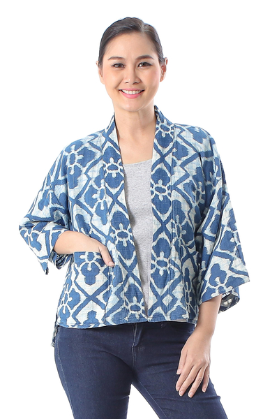 Floral Motif Cotton Kimono Jacket