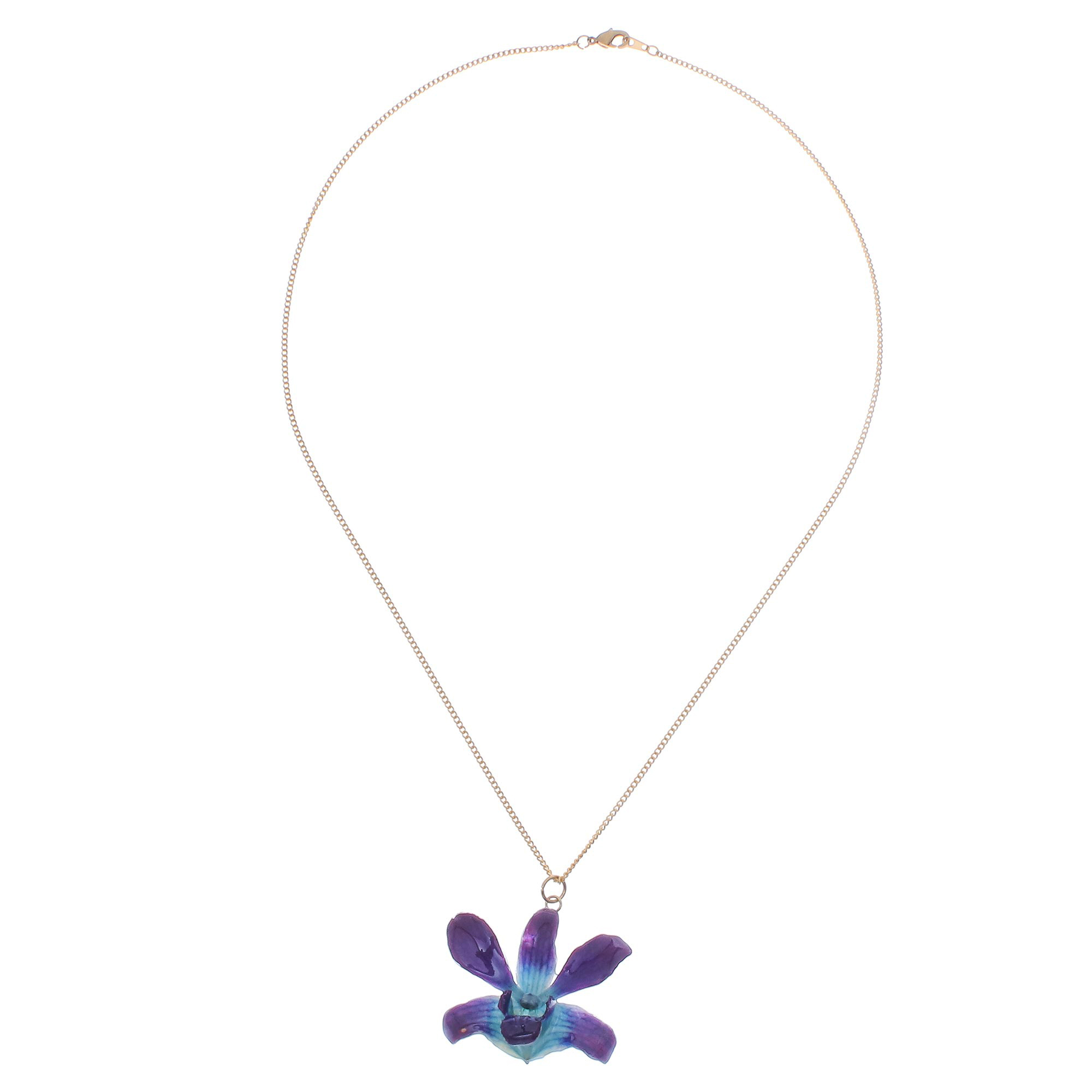 Real Orchid Flower Necklace Purple/Natural