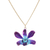 Gold accented natural flower pendant necklace, 'Starry Flower in Blue-Purple' - Gold Accented Blue-Purple Natural Orchid Pendant Necklace