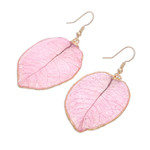 Gold accented natural flower dangle earrings, 'Bougainvillea Love in Pink' - Gold Accented Natural Flower Dangle Earrings in Pink