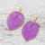 Gold accented natural flower dangle earrings, 'Bougainvillea Love in Purple' - Gold Accented Natural Flower Dangle Earrings in Purple (image 2b) thumbail