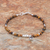 Tiger's eye beaded bracelet, 'Earthen Flower' - Tiger's Eye and Karen Silver Beaded Bracelet from Thailand (image 2) thumbail