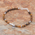 Tiger's eye beaded bracelet, 'Earthen Flower' - Tiger's Eye and Karen Silver Beaded Bracelet from Thailand (image 2b) thumbail