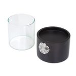 Wood and pewter tealight holder, 'Elegant Lotus' - Lotus Motif Wood and Pewter Tealight Holder