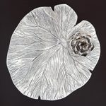 Wood and pewter tealight holder, 'Elegant Lotus' - Lotus Motif Wood and Pewter Tealight Holder