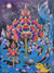 'Enlightenment' - Pintura acrílica expresionista de flor de loto budista