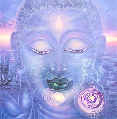 Signed Original Acrylic on Canvas Buddha Painting