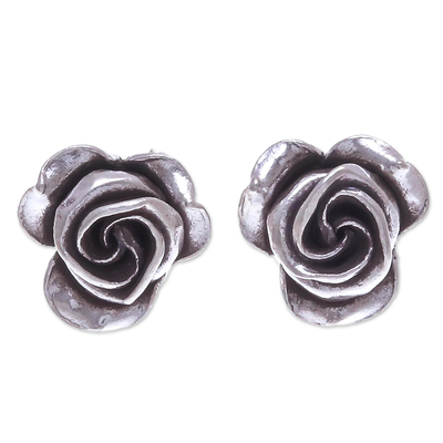 Thai Karen Hill Tribe Silver Flower Stud Earrings