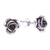 Silver stud earrings, 'First Rose' - Thai Karen Hill Tribe Silver Flower Stud Earrings