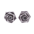 Silver stud earrings, 'Origami Rose' - Thai Karen Hill Tribe Silver Flower Earrings