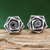 Silver stud earrings, 'Origami Rose' - Thai Karen Hill Tribe Silver Flower Earrings
