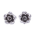 Silver button earrings, 'Hill Tribe Roses' - Thai Karen Hill Tribe Silver Flower Theme Button Earrings (image 2a) thumbail