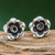 Silver button earrings, 'Hill Tribe Roses' - Thai Karen Hill Tribe Silver Flower Theme Button Earrings (image 2b) thumbail
