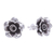 Silver button earrings, 'Hill Tribe Roses' - Thai Karen Hill Tribe Silver Flower Theme Button Earrings (image 2c) thumbail