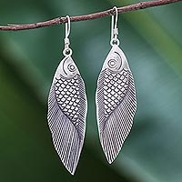 Silver dangle earrings, 'Karen Fish'