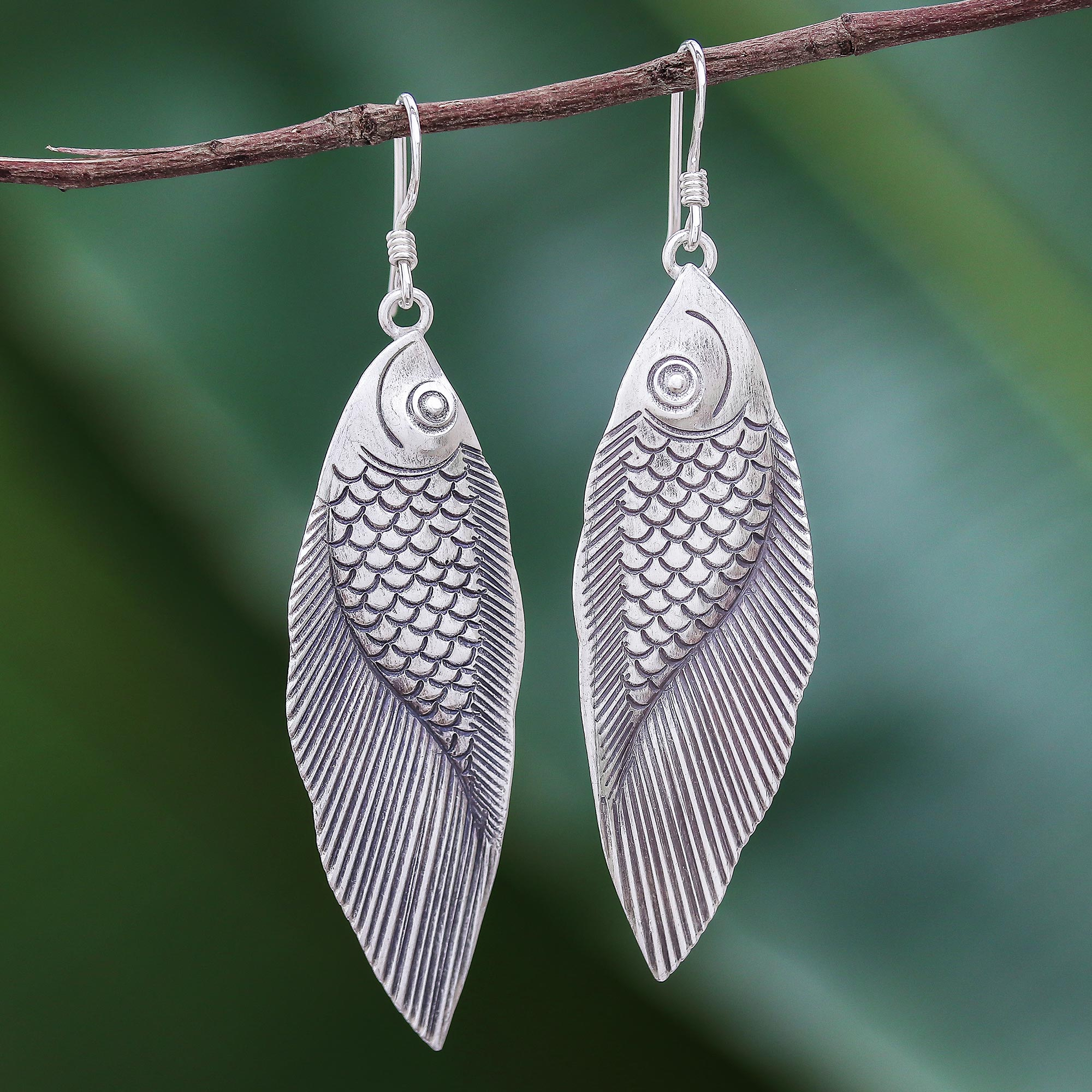 Coil Thai design earrings silver Karen hill tribe 