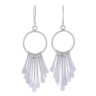 Silver waterfall earrings, 'Karen Cascade' - Handmade Karen Silver Waterfall Earrings from Thailand