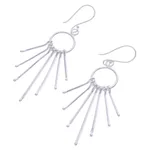 Silver waterfall earrings, 'Bright Cascade' - Karen Silver Waterfall Earrings with Rings from Thailand