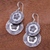 Silver dangle earrings, 'Floral Cyclones' - Round Floral Karen Silver Dangle Earrings from Thailand