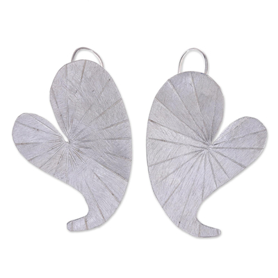 Heart-Shaped Lotus Leaf Karen Silver Drop Earrings