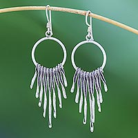 Silver waterfall earrings, 'Dark Cascade' - Combination-Finish Karen Silver Waterfall Earrings
