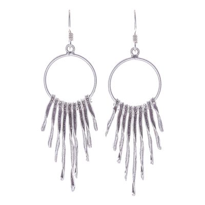 Silver waterfall earrings, 'Dark Cascade' - Combination-Finish Karen Silver Waterfall Earrings