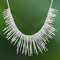 Collar de cascada con cuentas de plata, 'Cool Cascade' - Collar de cascada con cuentas de plata Twisted Karen de Tailandia