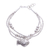 Silver beaded charm bracelet, 'Singing Karen Goldfish' - Thai Karen Hill Tribe Silver Goldfish Bracelet with a Bell