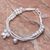 Silver beaded charm bracelet, 'Singing Blossom' - Thai Karen Hill Tribe Silver Floral Bracelet with a Bell thumbail
