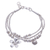 Silver beaded charm bracelet, 'Singing Blossom' - Thai Karen Hill Tribe Silver Floral Bracelet with a Bell (image 2a) thumbail