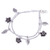 Silbernes Bettelarmband - Karen-Silberarmband mit zweisträngigen Perlen und Blumenanhängern