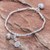 Silver beaded bracelet, 'Floral Sound' - Floral Karen Silver Beaded Bracelet with Bell Charm thumbail