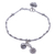 Silver beaded bracelet, 'Floral Sound' - Floral Karen Silver Beaded Bracelet with Bell Charm (image 2a) thumbail