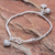 Silver beaded bracelet, 'Floral Sound' - Floral Karen Silver Beaded Bracelet with Bell Charm (image 2b) thumbail