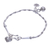 Silver beaded bracelet, 'Floral Sound' - Floral Karen Silver Beaded Bracelet with Bell Charm (image 2c) thumbail