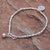 Silver charm bracelet, 'Lotus Calm' - Thai Karen Hill Tribe Silver Beaded Lotus Charm Bracelet (image 2b) thumbail