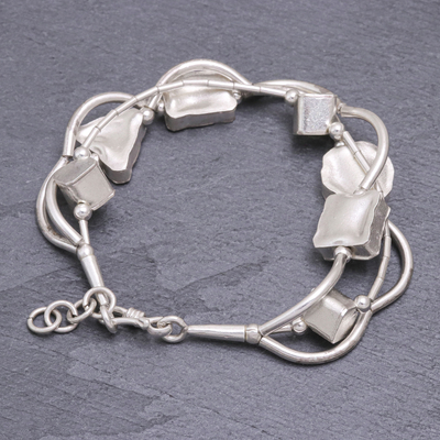 Silberkette - handgefertigtes geometrisches Armband aus 950er Silber mit Verlängerung