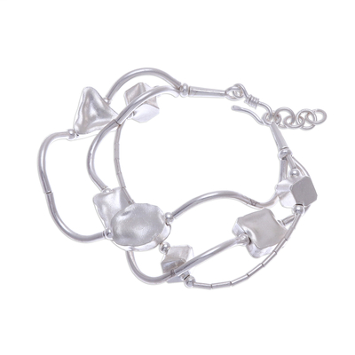 Silver bracelet, 'Karen Geometry' - 950 Silver Handmade Geometric Bracelet with Extender