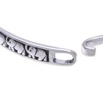 Sterling silver bangle bracelet, 'Pachyderm Parade' - Thai Elephant Sterling Silver Bangle Bracelet