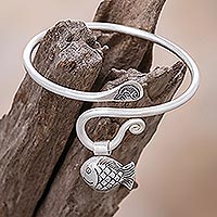 Sterling silver charm bracelet, Hill Tribe Goldfish