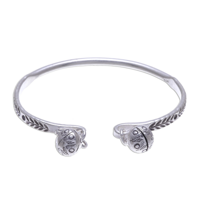 Silver Cuff Bracelet with Thai Karen Hill Tribe Bells