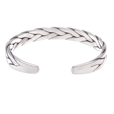 Thai Braided Sterling Silver Cuff Bracelet - Mountain Streams | NOVICA