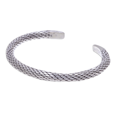 Manschettenarmband aus Sterlingsilber - Geflochtenes Unisex-Manschettenarmband aus Sterlingsilber aus Thailand
