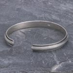 Sterling silver cuff bracelet, 'Feather Flow' - Artisan Crafted Sterling Silver Cuff Bracelet