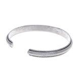 Sterling silver cuff bracelet, 'Feather Flow' - Artisan Crafted Sterling Silver Cuff Bracelet