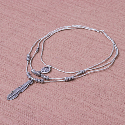 Collar colgante de plata - Collar de plata 950 de tres hilos de la tribu de la colina
