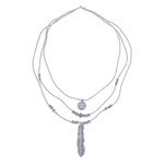 Silver pendant necklace, 'Hill Tribe Trend' - Three Strand Hill Tribe 950 Silver Necklace