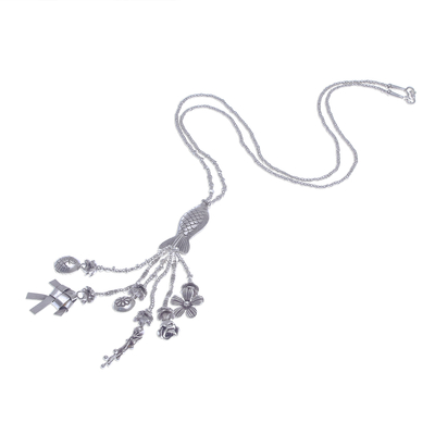 Koi Fish Charm Pendant Necklace in 950 Silver - Koi Charm | NOVICA