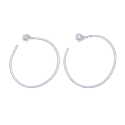 Silver half-hoop earrings, 'Hoopla' - Karen Hill Tribe Silver Half-Hoop Earrings